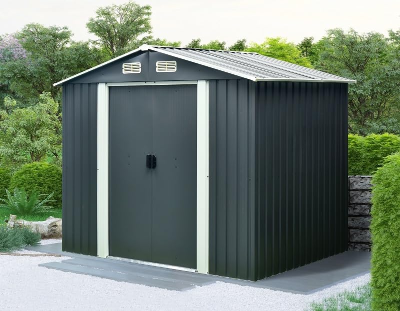Abri de jardin métal 3.66 m², acier galvanisé, 162x226x172 cm, 2 portes coulissantes