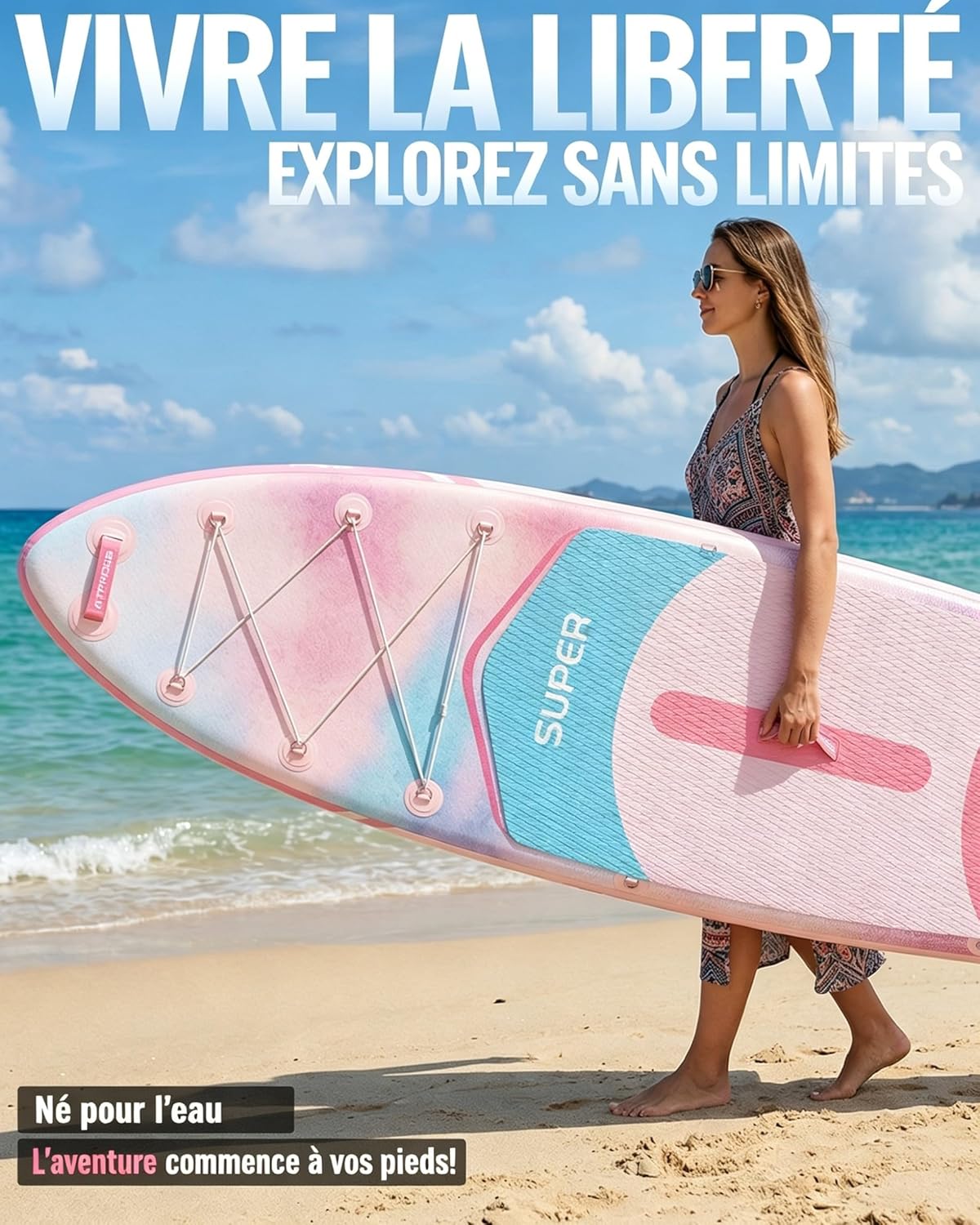 Stand Up Paddle gonflable adulte 320x84cm 2 personnes charge 200kg