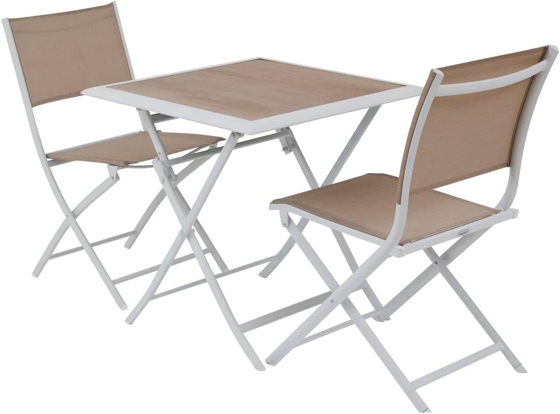 karaca-alisveris - Azua - 70x70 cm - table pliante 2 places aluminium Blanc