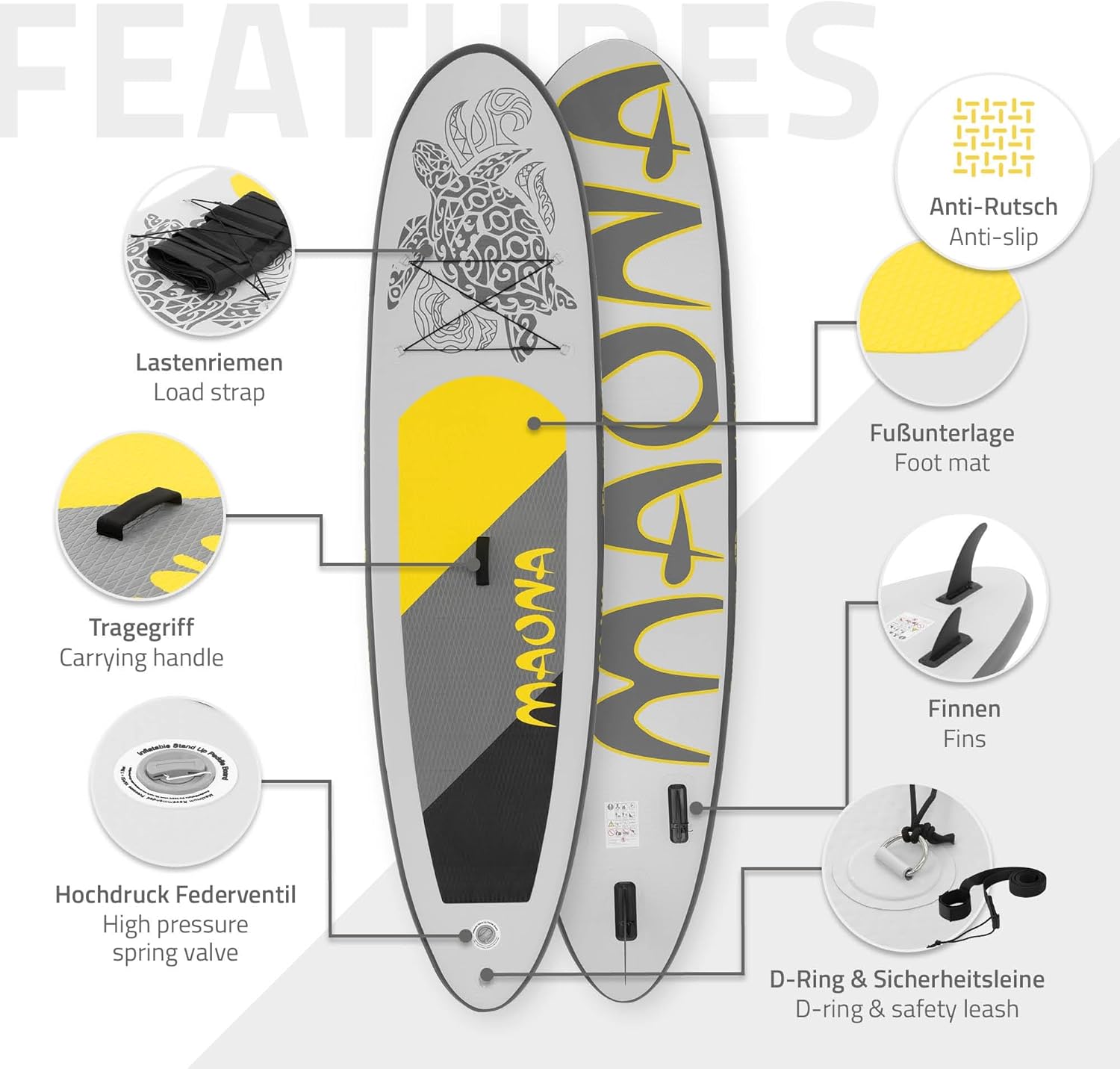 karaca-alisveris - SUP gonflable série Stand Up - 305/308/320/380 cm - PVC, 120/150 kg, 10/15 cm d'épaisseur