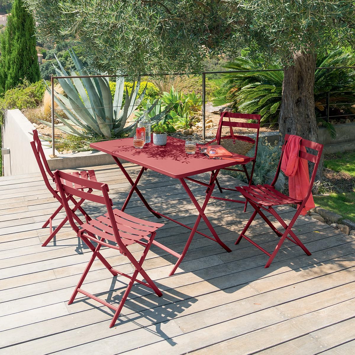 karaca-alisveris - Greensboro - 110x70 cm - Table pliante acier 4 places, traitement epoxy antirouille