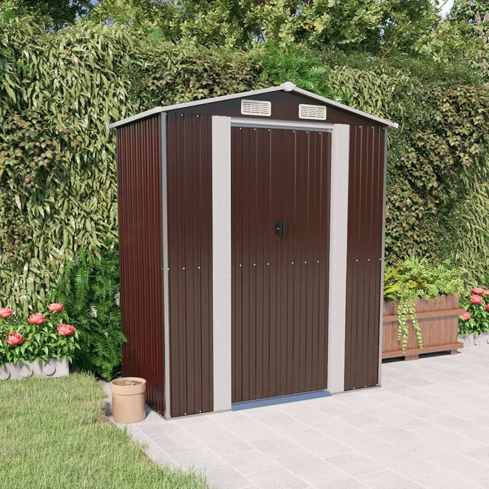 karaca-alisveris - abri de jardin série acier galvanisé - 192x108x223 cm - marron foncé, maison préfabriquée - 319273