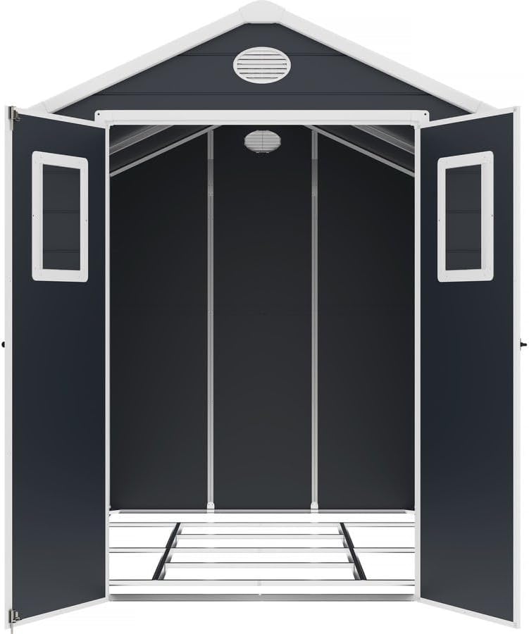 karaca-alisveris - Abri de Jardin Résine Texas 5.23 m² Anthracite - Ancrages Intérieurs - Antirouille/Anti-UV