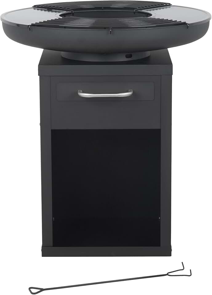 karaca-alisveris - Grand karaca-alisveris Plancha - Ø80x92 cm - Fer 42kg, plaques et grilles amovibles