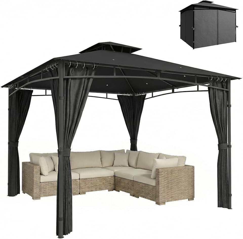 karaca-alisveris - Pavillon Jardin Série 3x3m, toit rétractable, UV50+, Ø48mm