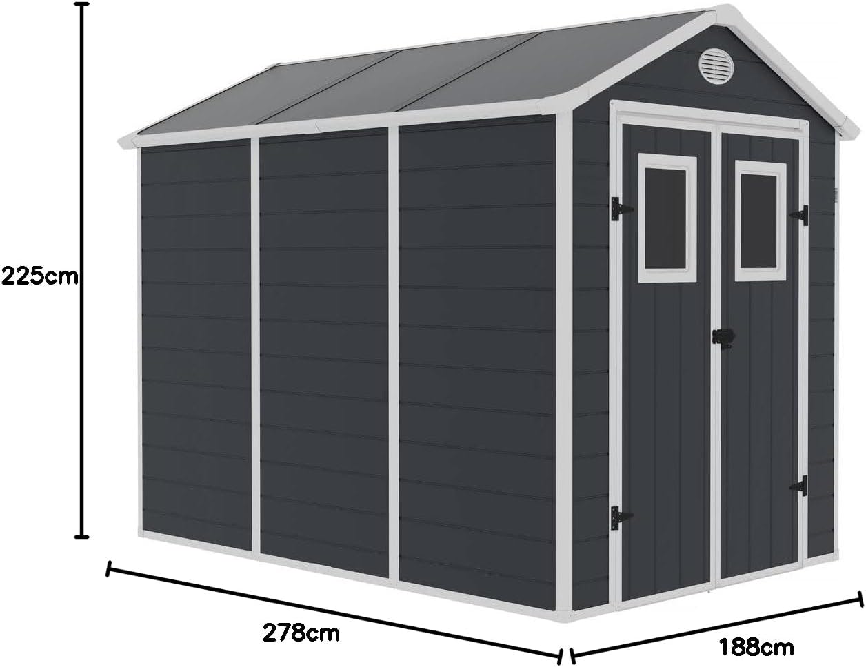 karaca-alisveris - Abri de Jardin Résine Texas 5.23 m² Anthracite - Ancrages Intérieurs - Antirouille/Anti-UV