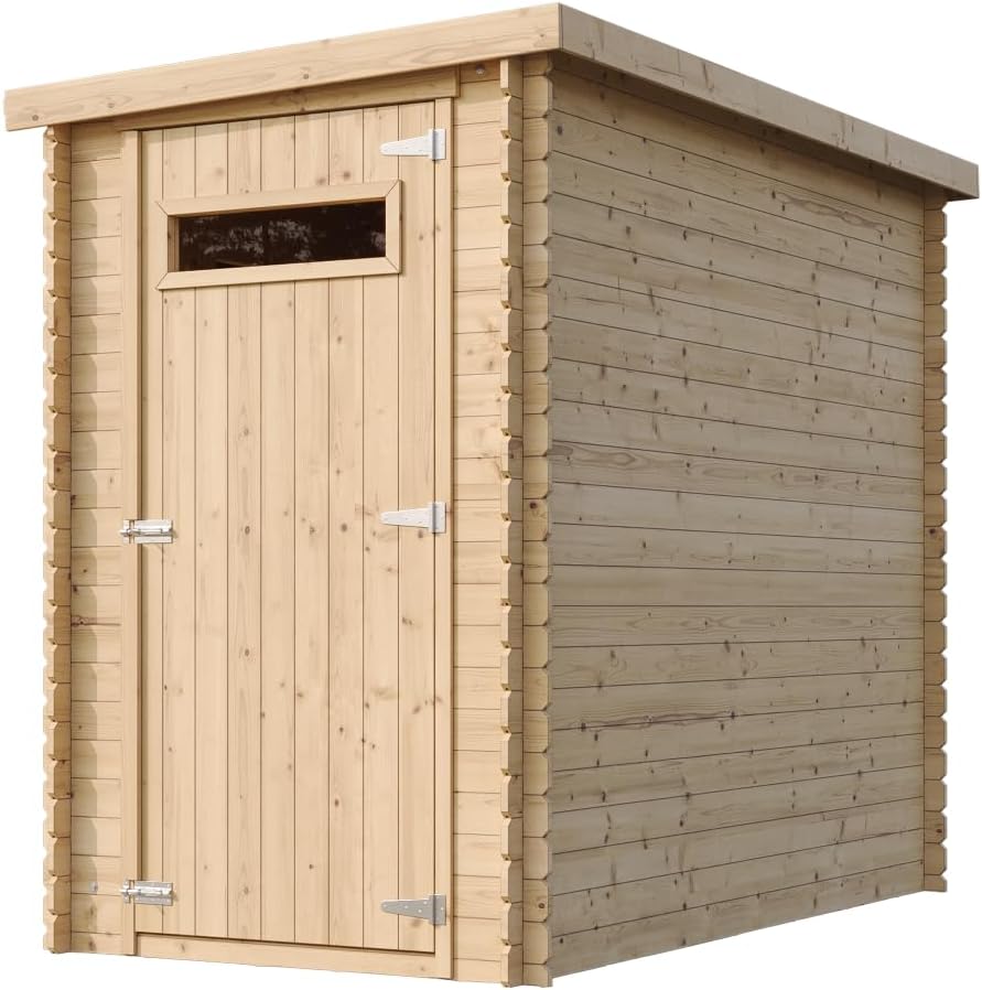 Abri de Jardin en Bois, Petite fenêtre, avec Sol TRAITÉ- Stockage extérieur l239xL144xH198 cm/2.63 m2 - Petit abri à Outils, Local à vélos - Toit imperméable, fenêtres karaca-alisveris M306A+M306G