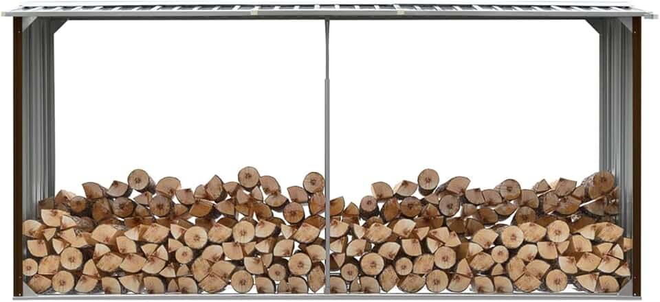 karaca-alisveris Abri de Stockage de Bois Acier galvanisé 330x92x153 cm Marron Abris De Jardin,Abri De Stockage pour Jardin,Abri D'Outils De Jardin