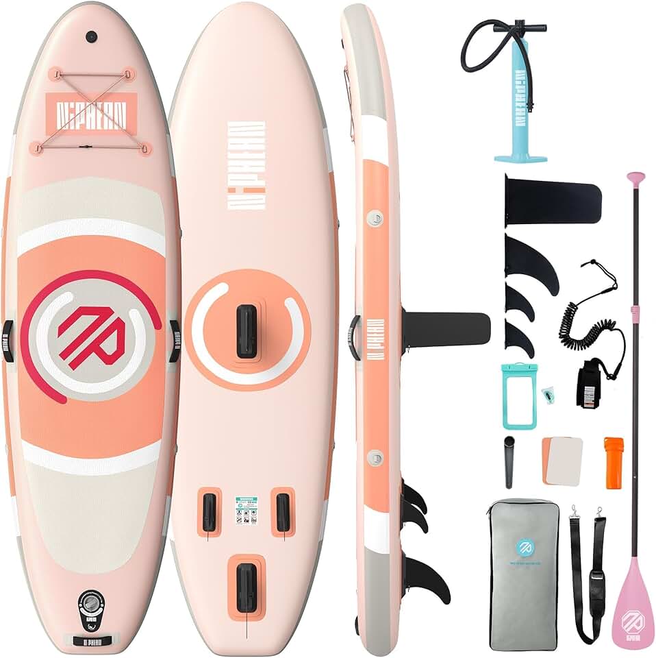 karaca-alisveris - Paddle Gonflable Adulte avec siège - Ultraléger  - Aileron StabilTrac, paddle yoga antidérapant, animaux