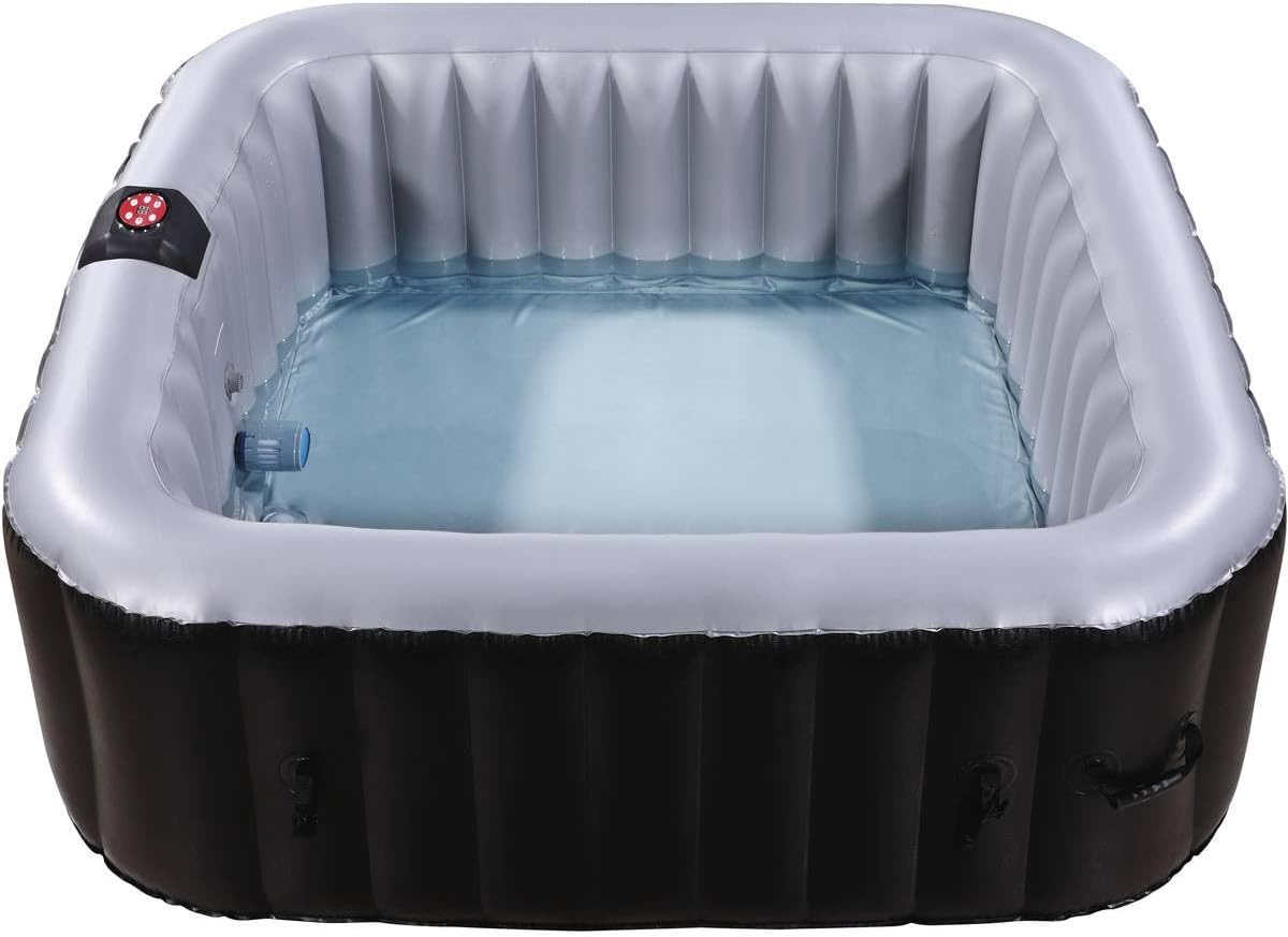 Spa gonflable - 6 places, PVC, gris/noir, dimensions généreuses