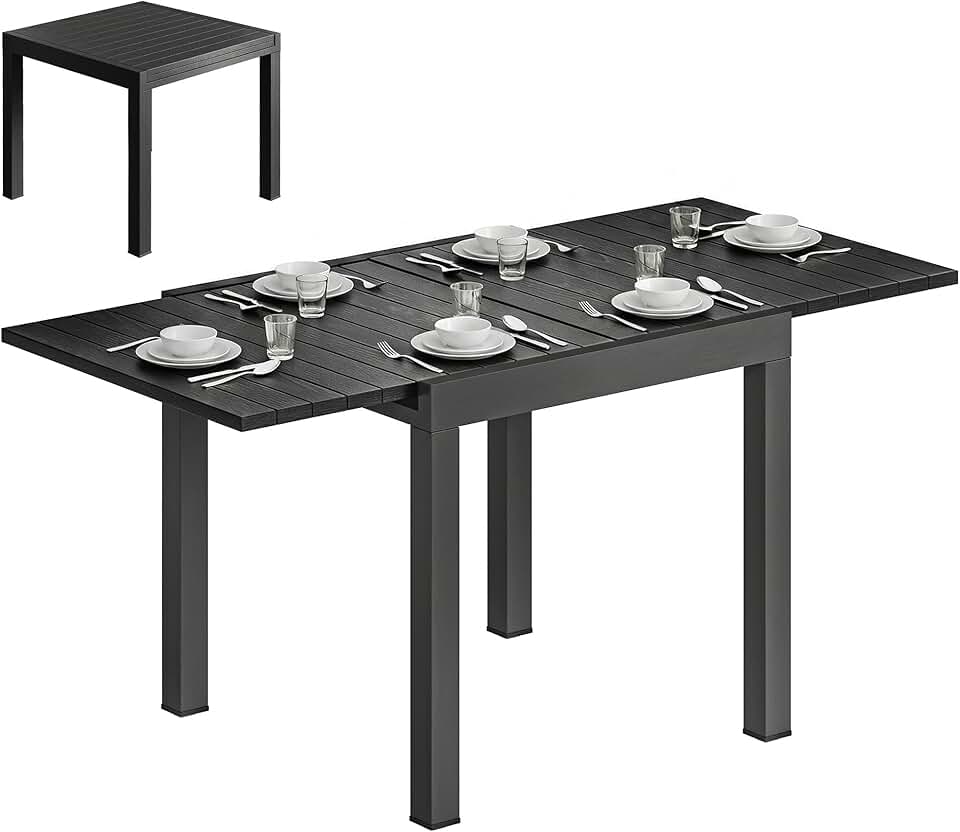 karaca-alisveris - table extensible - 80-160cm - aluminium effet bois, 4-6 pers.