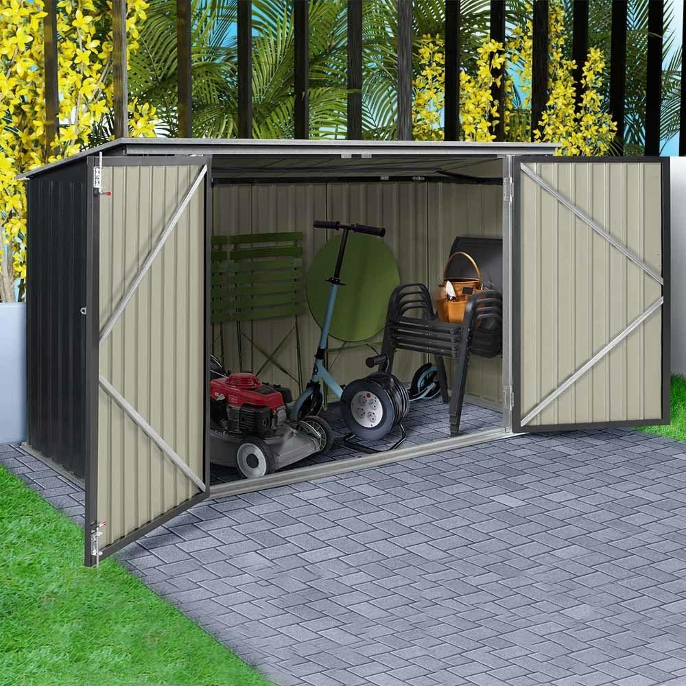 karaca-alisveris - Abri de jardin métal 210x105x130cm - toit ouvrant, double porte, rangement vélos