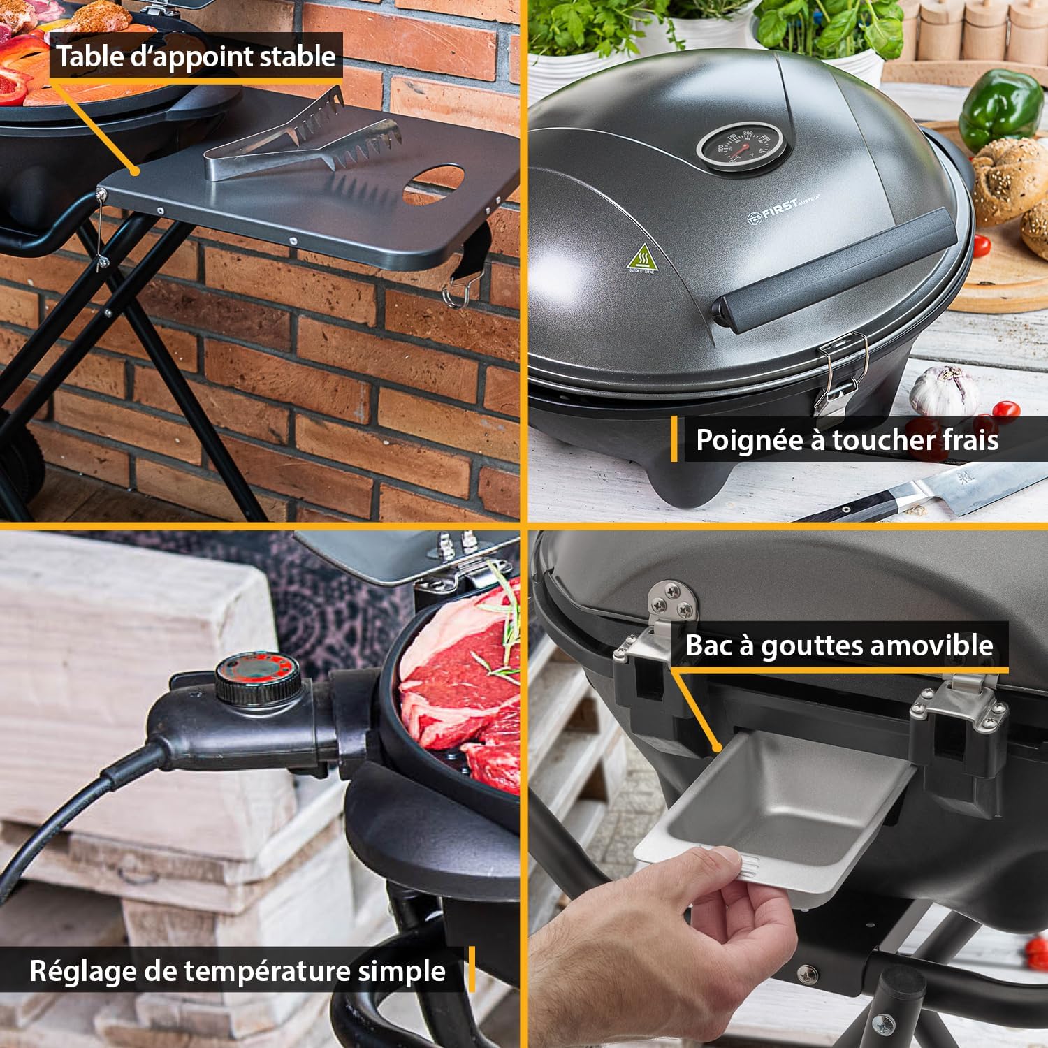 karaca-alisveris - Barbecue 2-en-1 pliable 2400W, couvercle, chariot, thermomètre - TZSFA5350-6