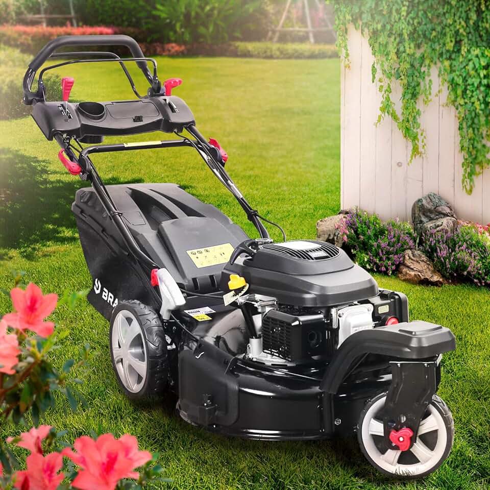 karaca-alisveris - tondeuse thermique 3 roues - 53cm, 224cc, 7cv, mulching, 4en1, capot acier, guidon réglable - TRIKE