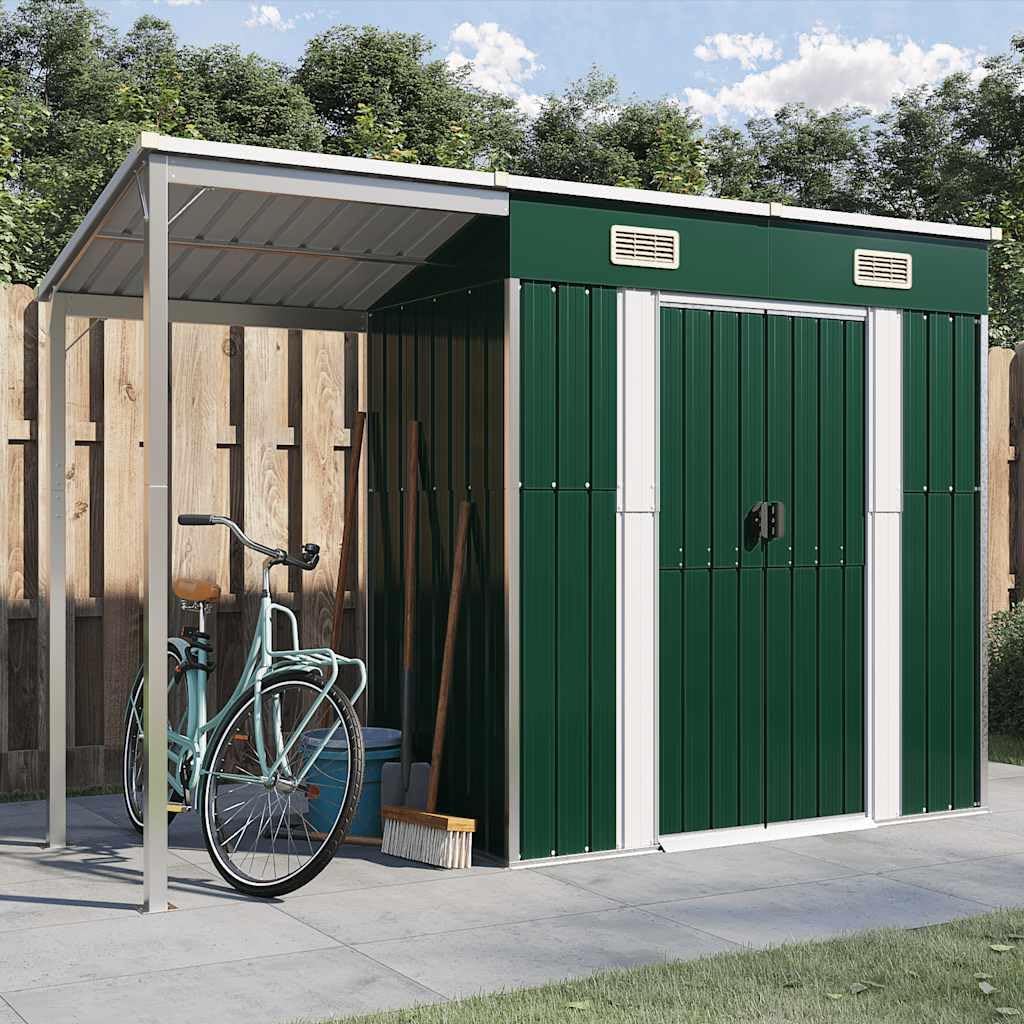 karaca-alisveris Abri de Jardin avec Toit prolongé Vert 277x107x181 cm Acier, Maison & Jardin, Pelouses & Jardins, Vie en extérieur, Structures extérieures, Cabanes & abris de Jardin, Vert, (Poids 41.56KG)