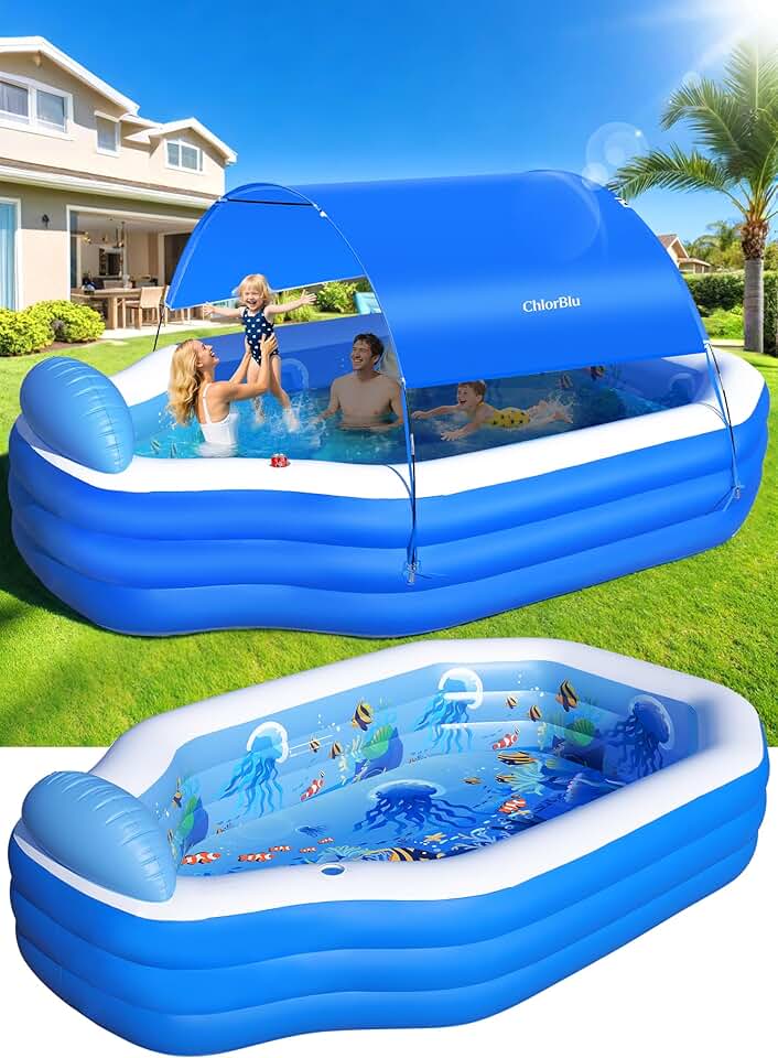 karaca-alisveris - piscine gonflable avec auvent, 300x190x55cm, sièges, familiale