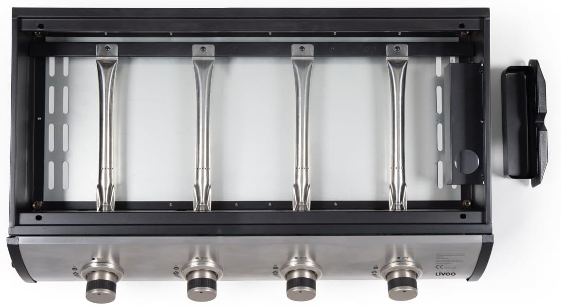 Plancha gaz 4 feux 10 kW, métal, grande surface de cuisson, DOC297