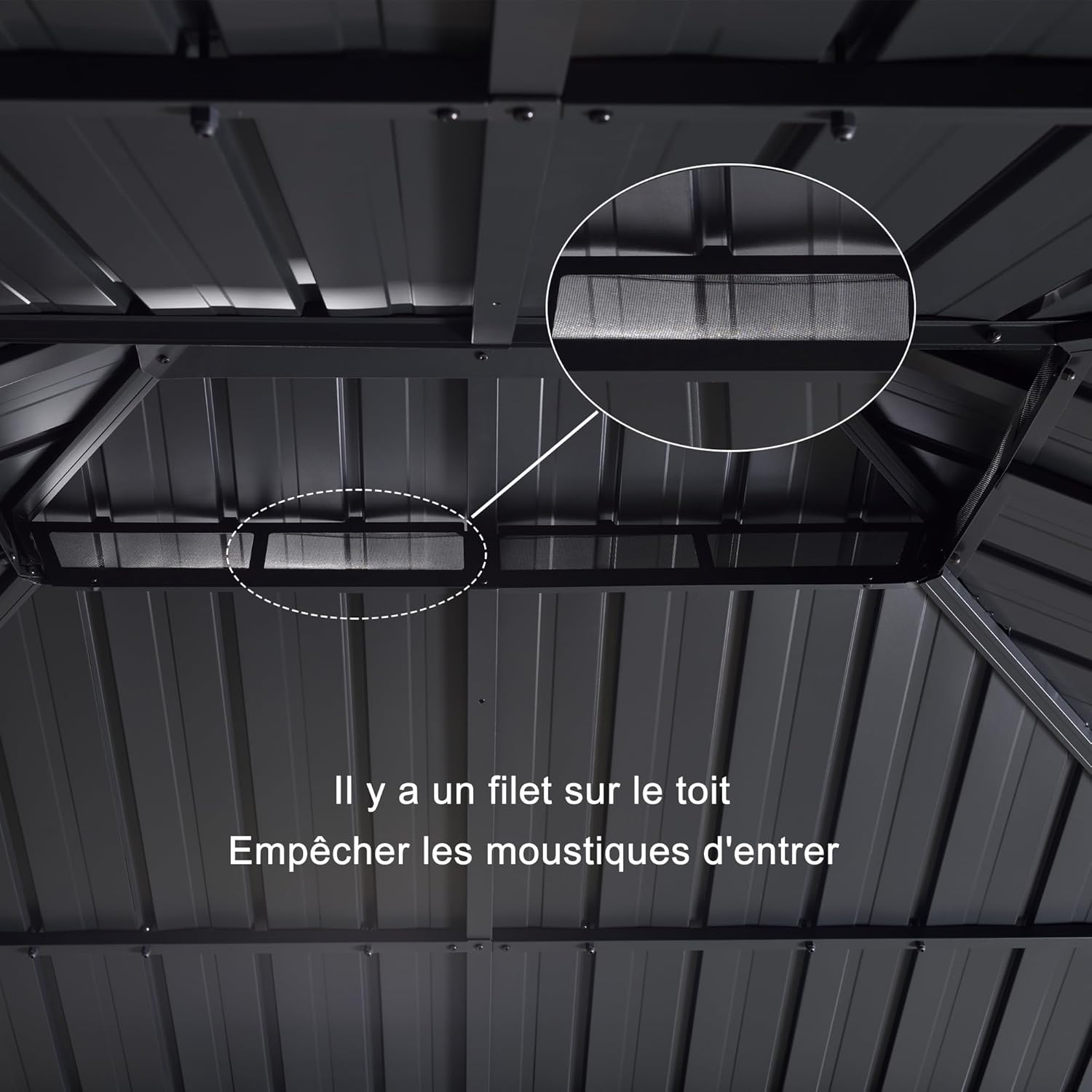 karaca-alisveris - tonnelle aluminium - 4,25x3 m - éclairage, rideaux, gouttière, poteaux renforcés