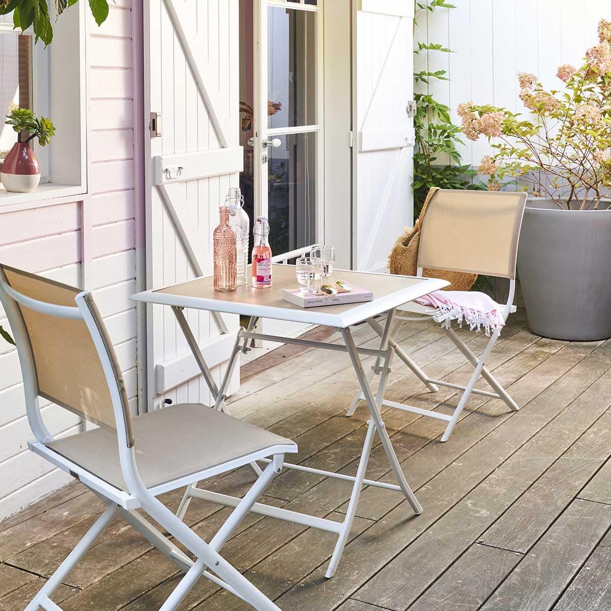 karaca-alisveris - Azua - 70x70 cm - table pliante 2 places aluminium Blanc