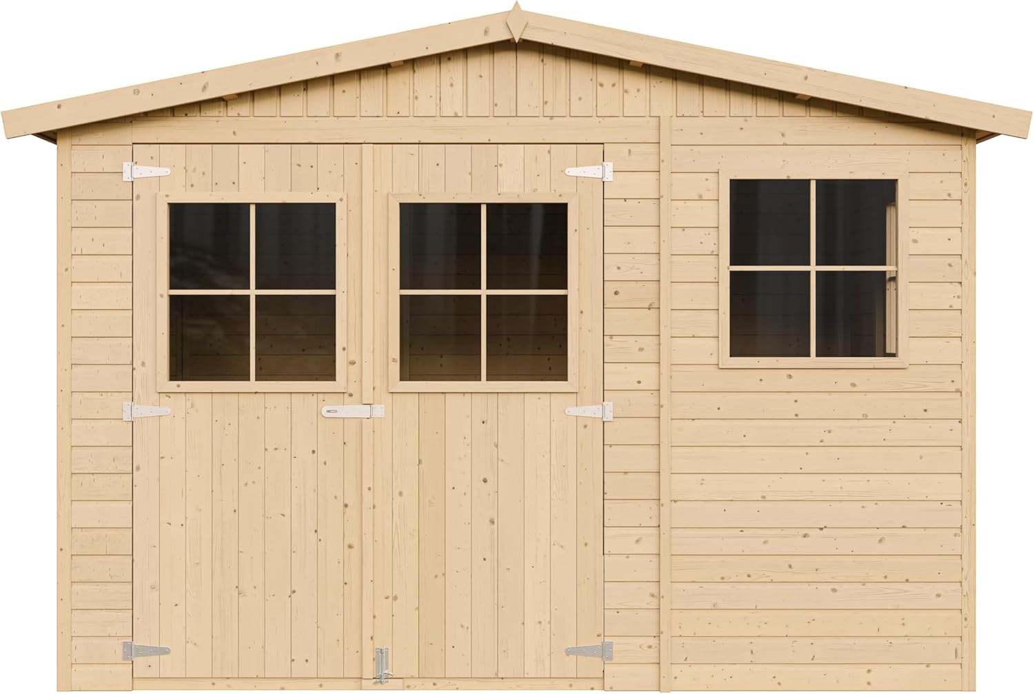 Abri de Jardin en Bois Naturel - Stockage extérieur avec fenêtres- H226x316x324 cm/9 m² Hangar en Bois Naturel - Atelier Rangement Outils et vélos- karaca-alisveris M335