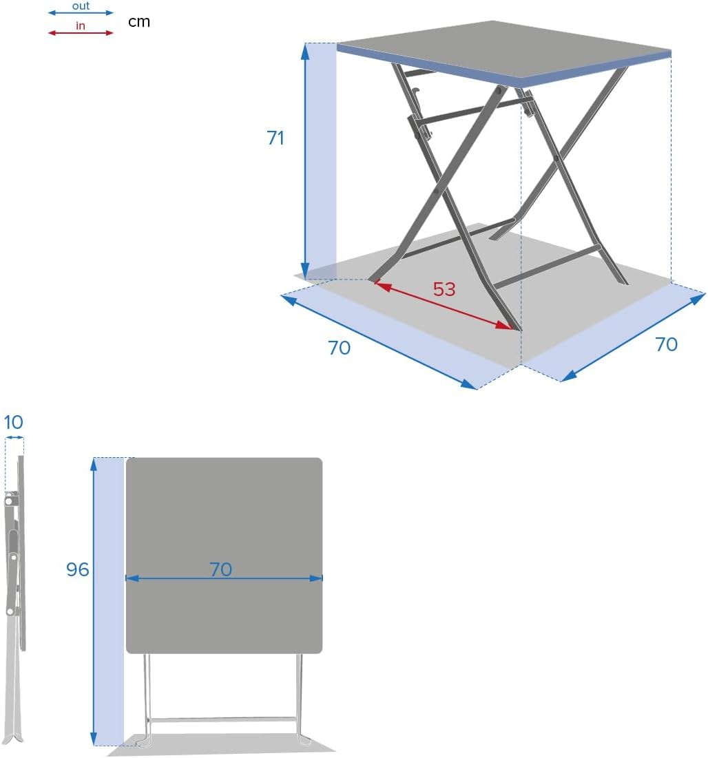 karaca-alisveris - Greensboro - 2 places - Table carrée pliante acier époxy renforcé