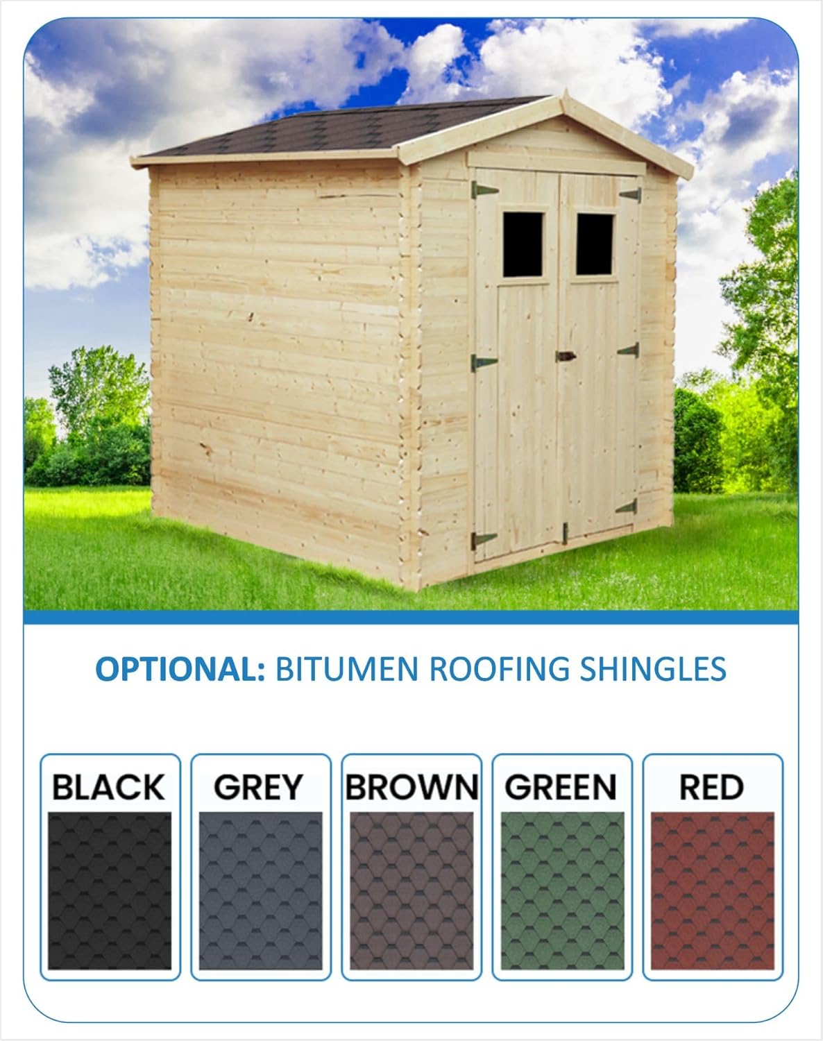 Abri de Jardin en Bois - Stockage extérieur I216xL206xH218 cm/ 3.53 m2 Petit abri à Outils, Local à vélos - Toit imperméable, fenêtres karaca-alisveris M343C