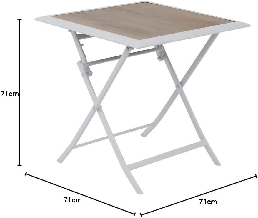karaca-alisveris - Azua - 70x70 cm - table pliante 2 places aluminium Blanc