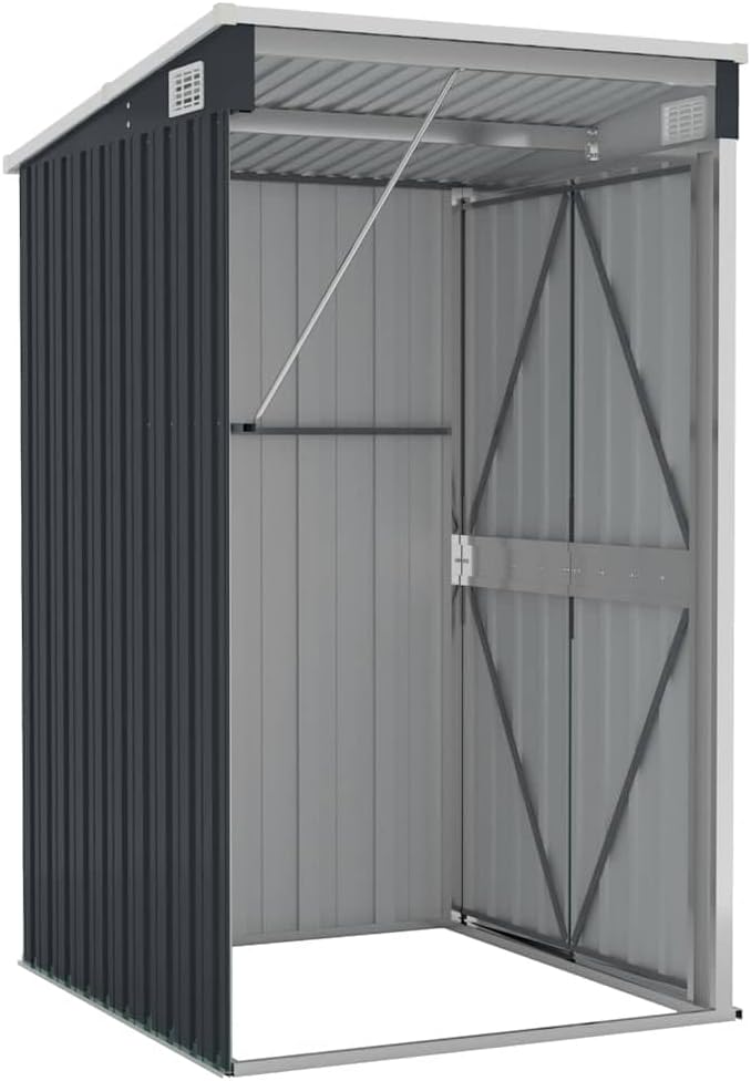 karaca-alisveris Remise de Jardin Murale Anthracite 118x100x178 cm Acier,Structures extérieures, Cabanes & abris de Jardin,316219