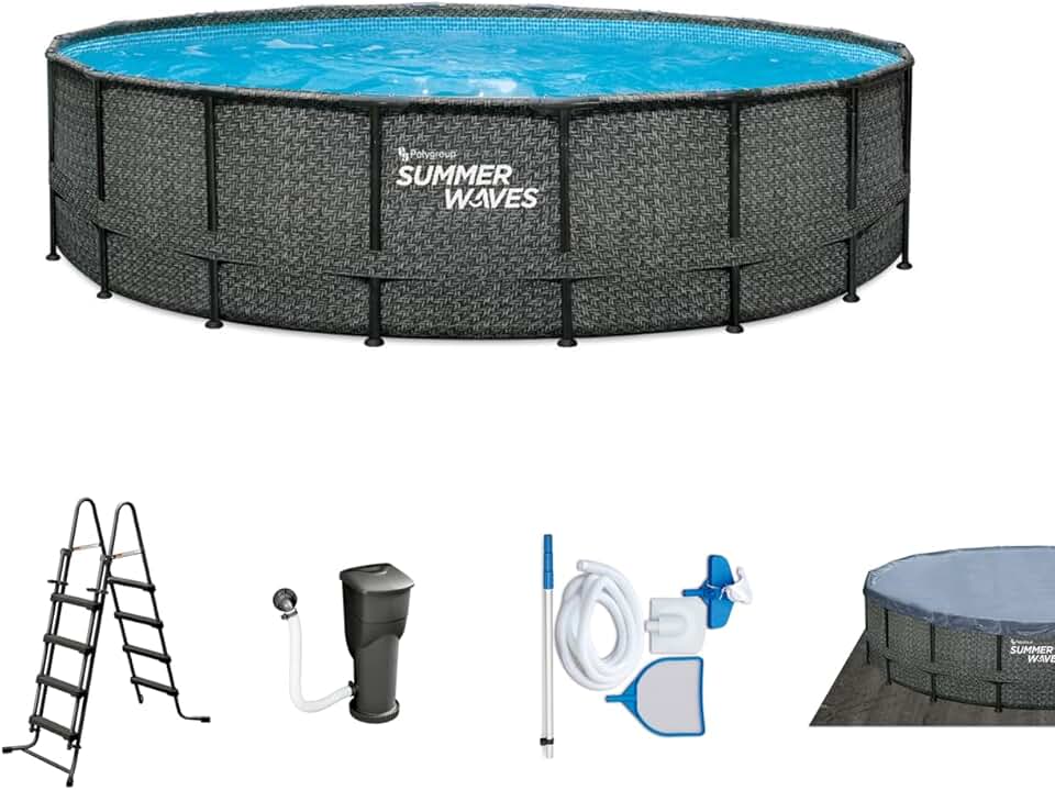 karaca-alisveris - Elite Frame rotin gris - Ø488x122 cm - Piscine hors-sol