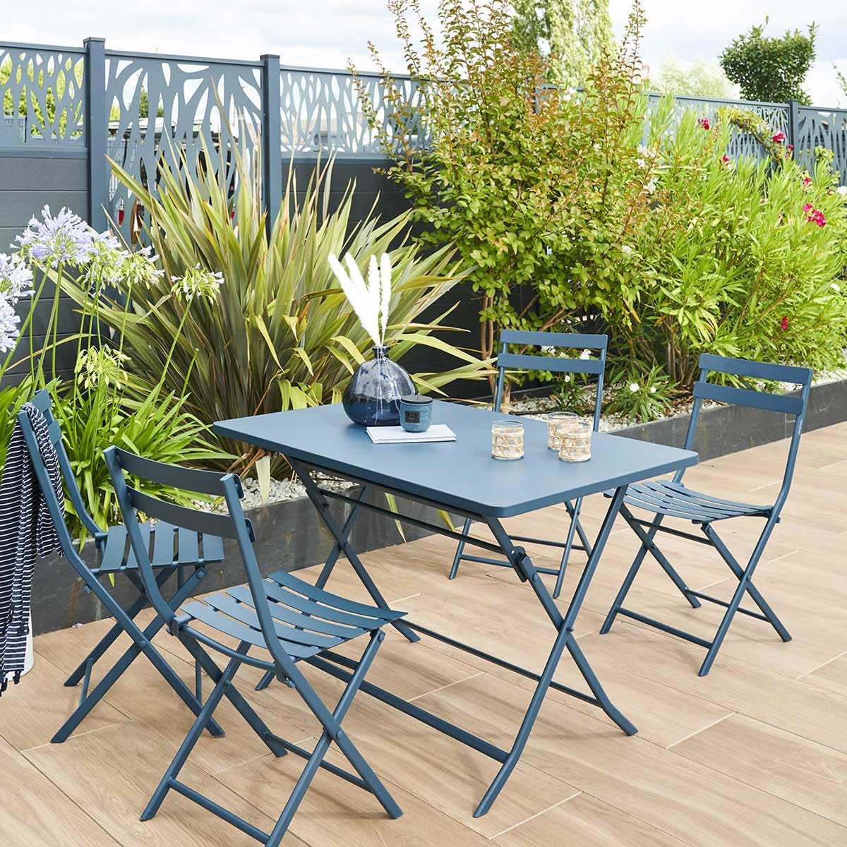 karaca-alisveris - Greensboro - table de jardin pliante 4 places acier époxy antirouille