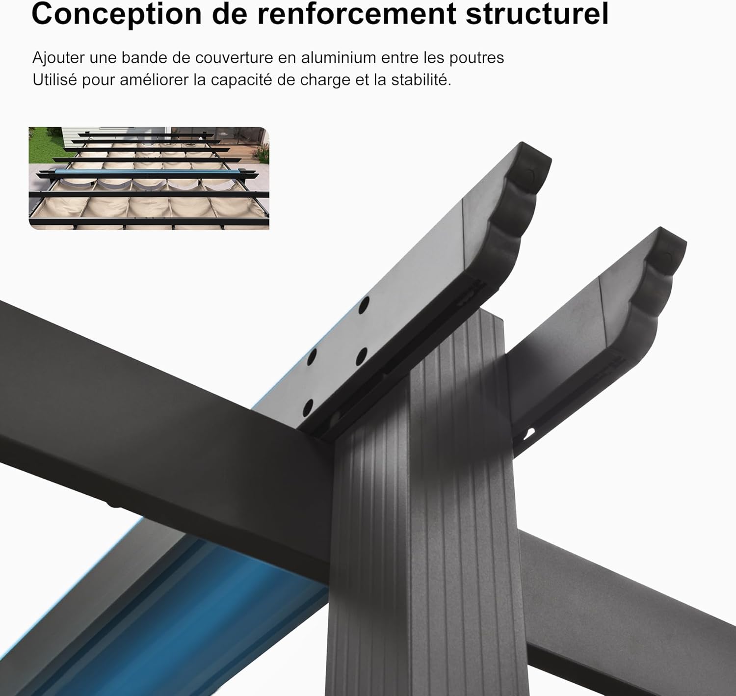 karaca-alisveris - pergola aluminium 5,5x3,5m toit rétractable LED kaki
