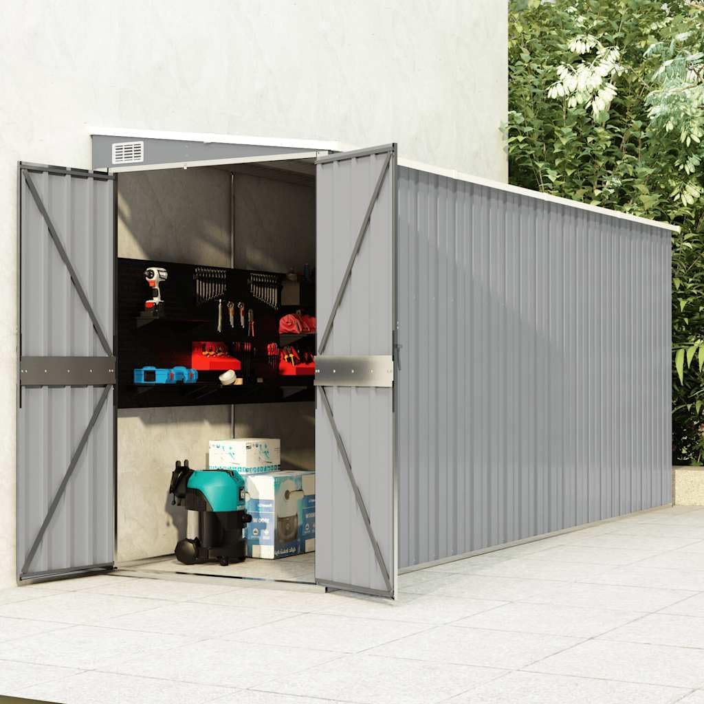 karaca-alisveris Abri de Jardin Mural Gris 118x382x178 cm Acier galvanisé,Structures extérieures, Cabanes & abris de Jardin,316230