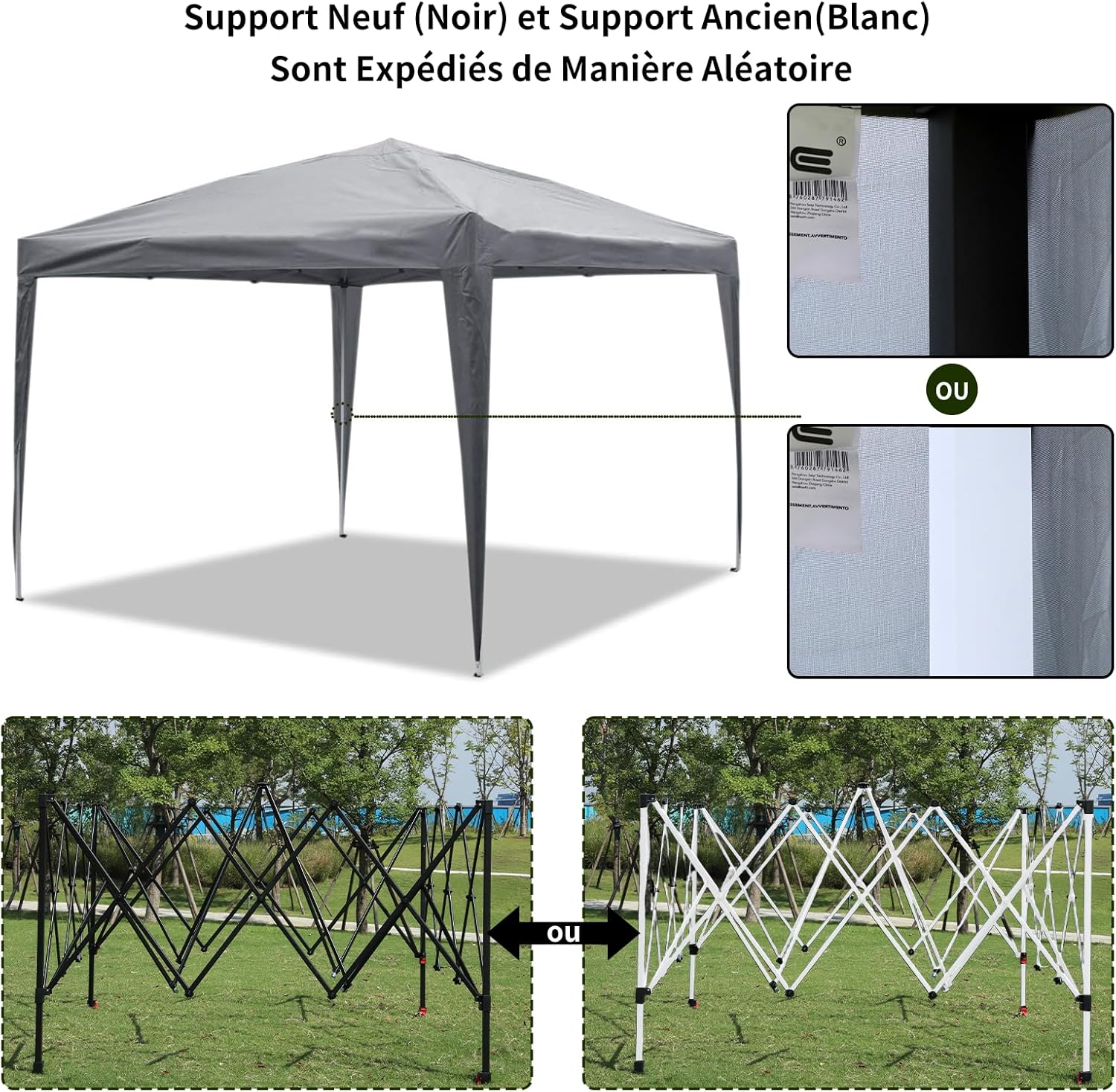 ISE - tonnelle pliante série jardin - 3x3m - rideaux, réglable, UV50+