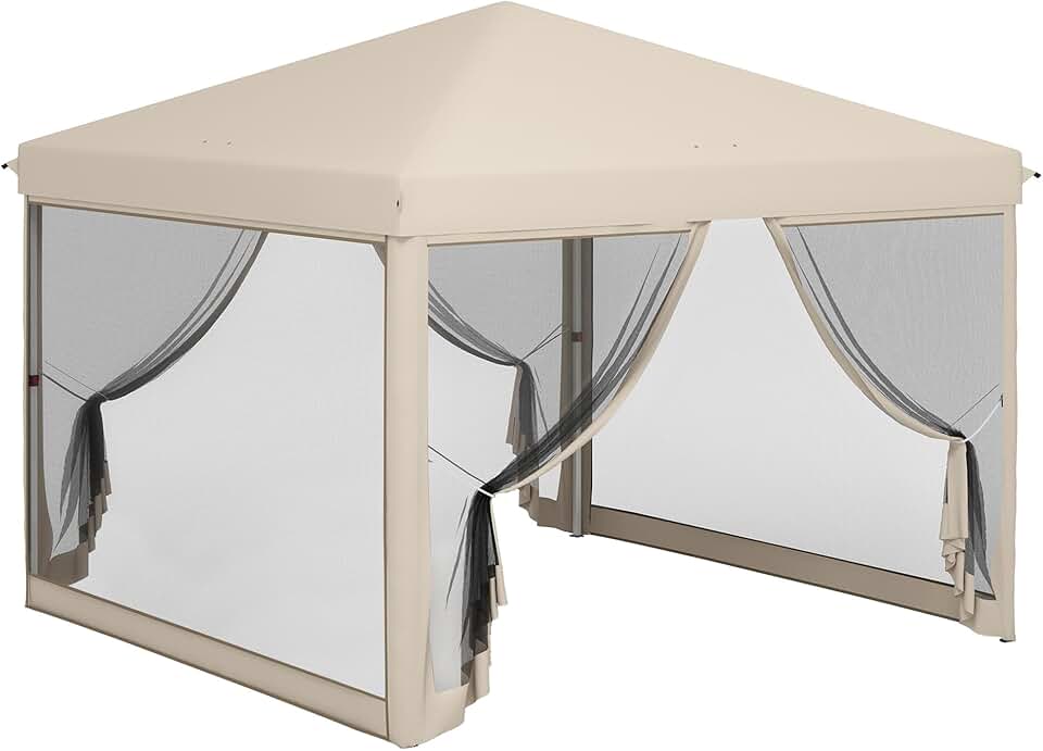 karaca-alisveris - tonnelle pliante Style Colonial 3x3x2,65m, moustiquaires, sac