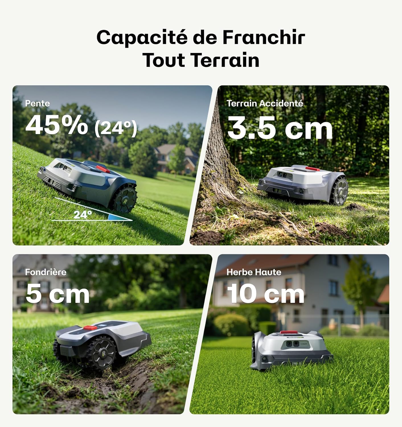 Robot Tondeuse - sans fil, gestion multizone, évitement obstacle - 800㎡ - T600