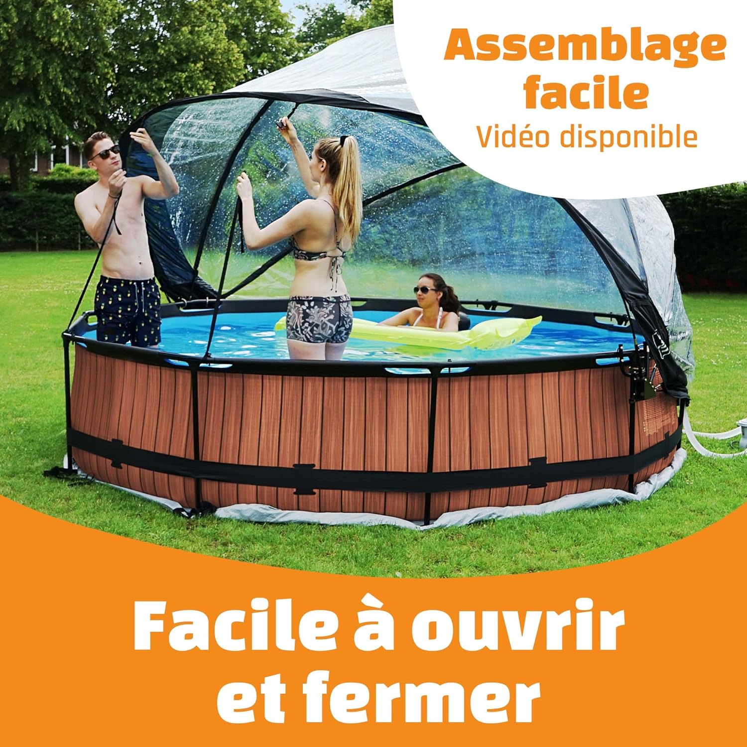 karaca-alisveris - Dôme de Piscine - ø366cm - Abri pivotant, installation facile, eau chaude