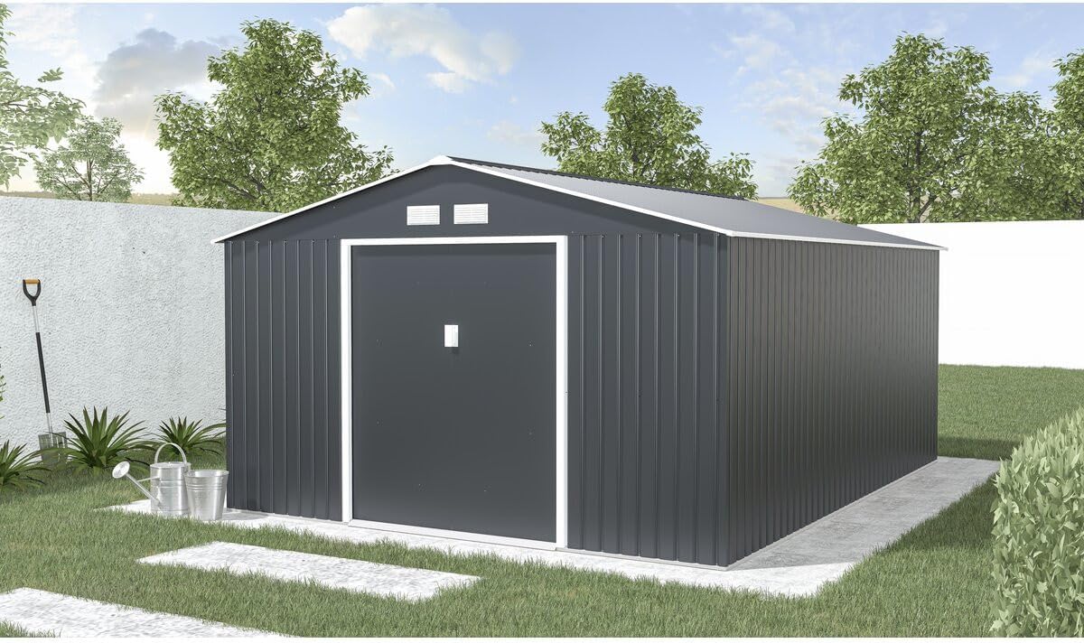 Abri de jardin métal Vegas - 15 m² - structure acier, coloris gris