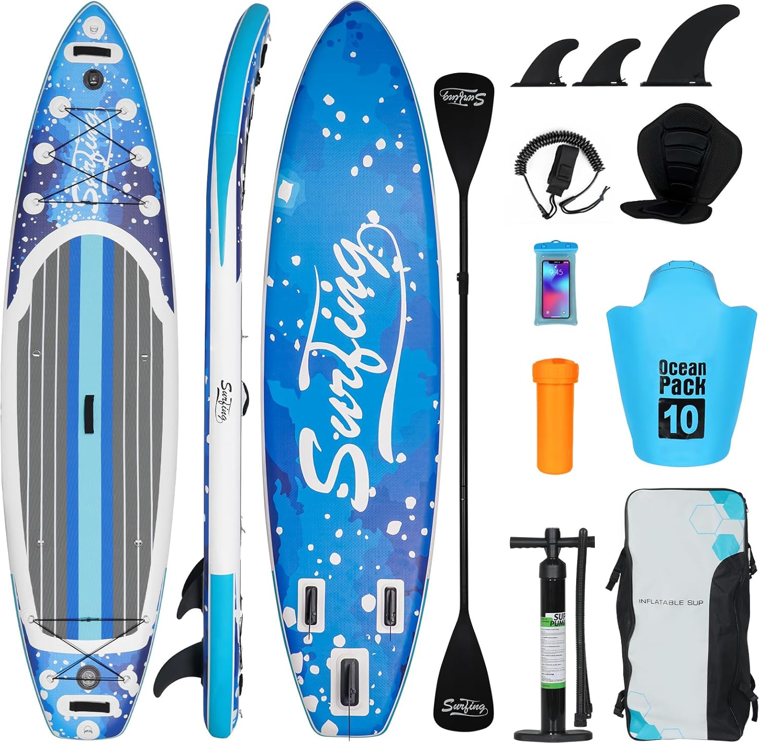 karaca-alisveris - Paddle gonflable 320/335cm - 2 personnes, siège kayak, jusqu'à 150kg