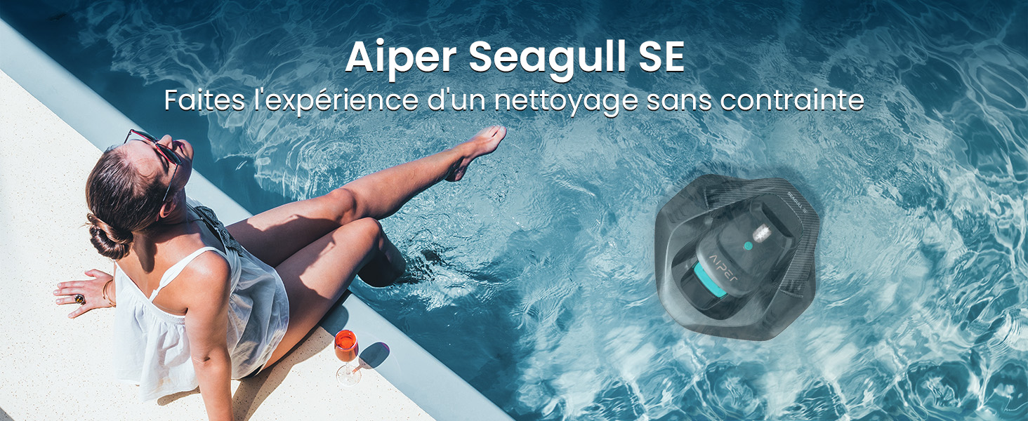 Le texte indique « Alper Seagull SE ». Personne dans l'eau portant un équipement de plongée avec tuba, image promotionnelle d'équipement de plongée sous-marine.