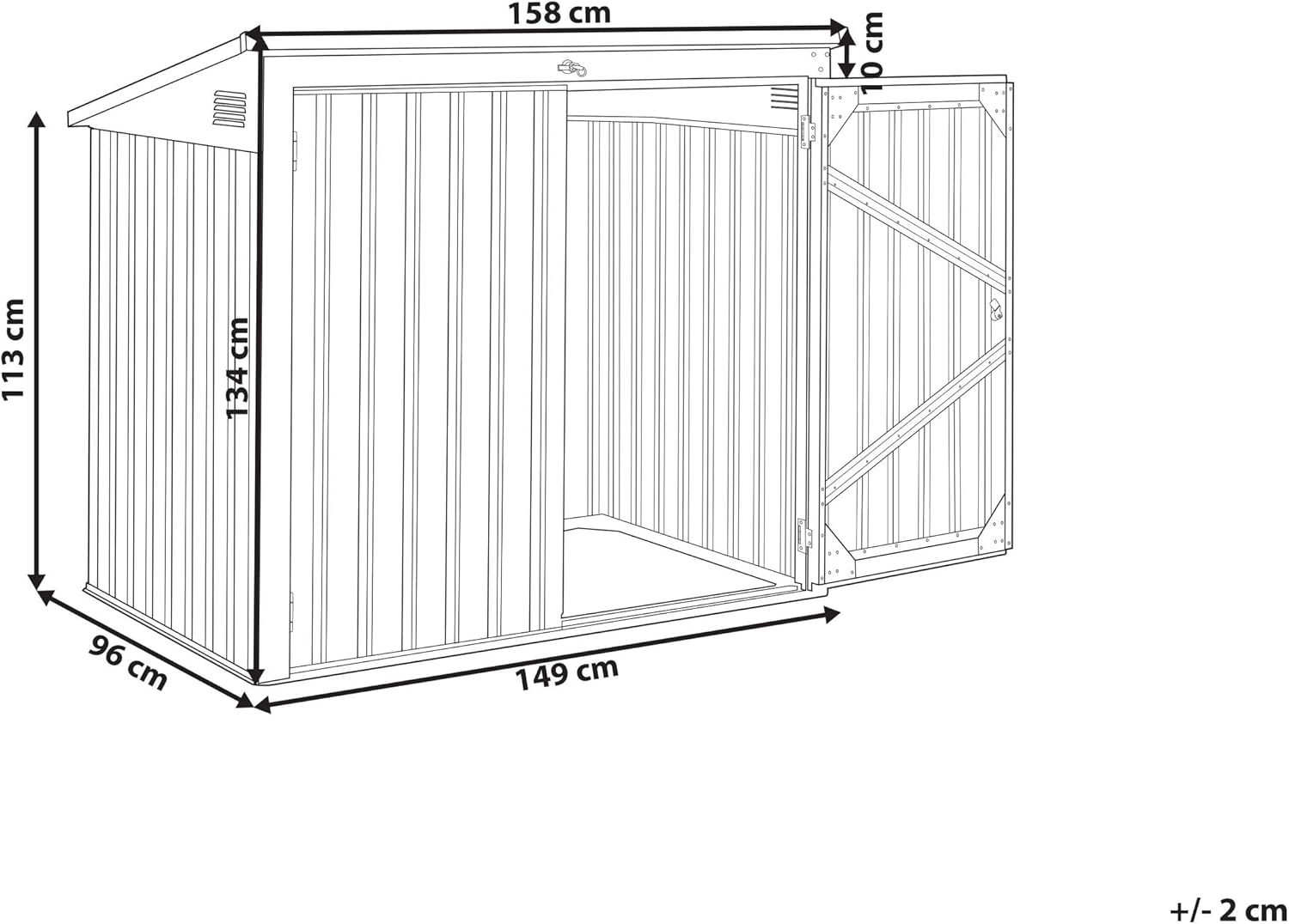 Abri de jardin acier galvanisé 158x134 cm, étanche et inoxydable Moena