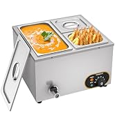karaca-alisveris Bain Marie Électrique en Acier Inoxydable Chauffe-Plats Buffet, 1X 1/3 GN Récipients + 2X...