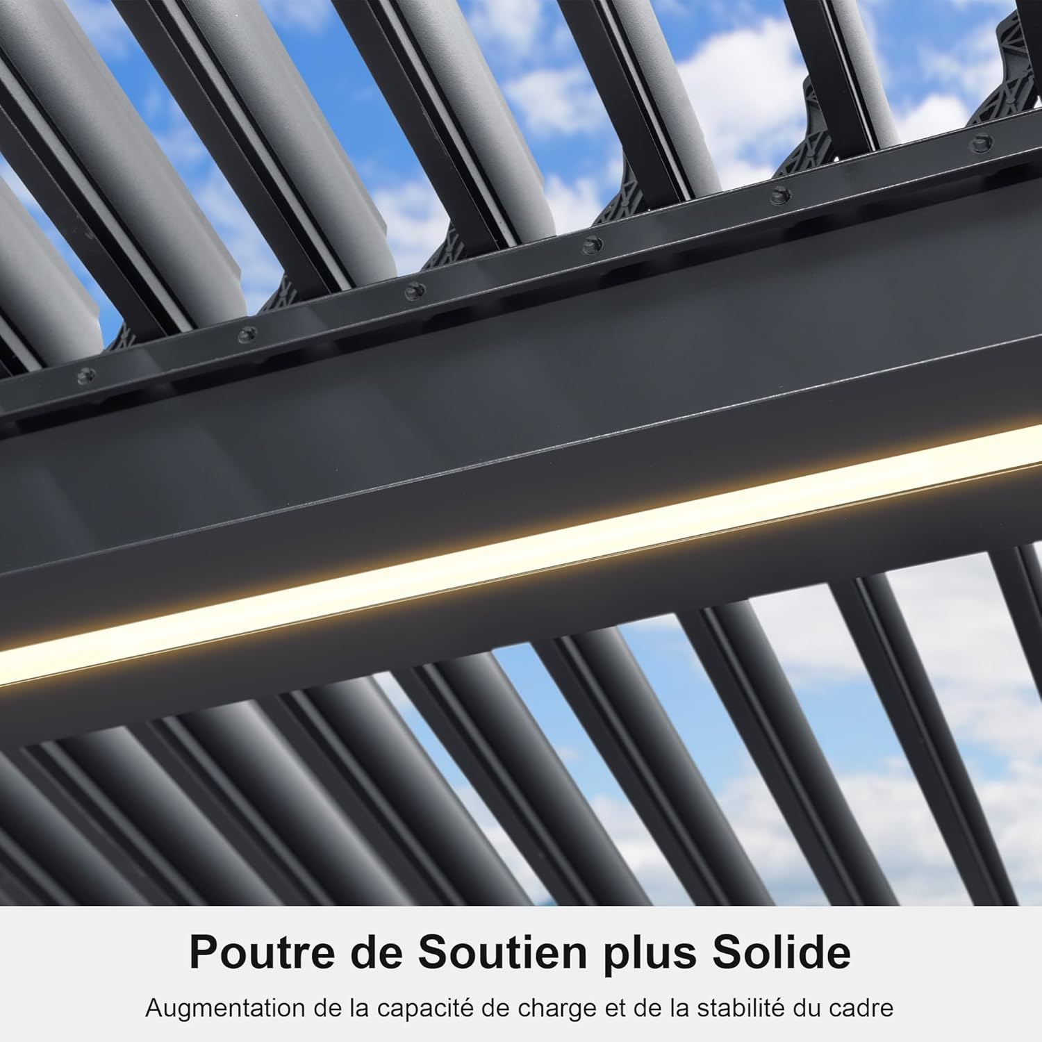 karaca-alisveris - Pergola bioclimatique aluminium 4,8x3,68m, LED, lames orientables