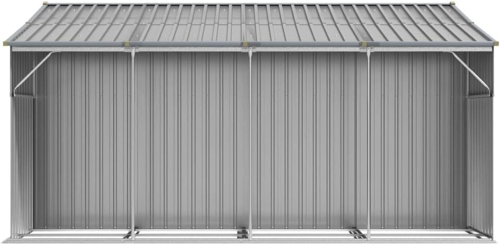 Abri de jardin en acier galvanisé – Organiseur d'outils avec toit incliné 277 x 365,5 x 179 cm – Durable pour bûches et charbon pour une utilisation en extérieur – Gris