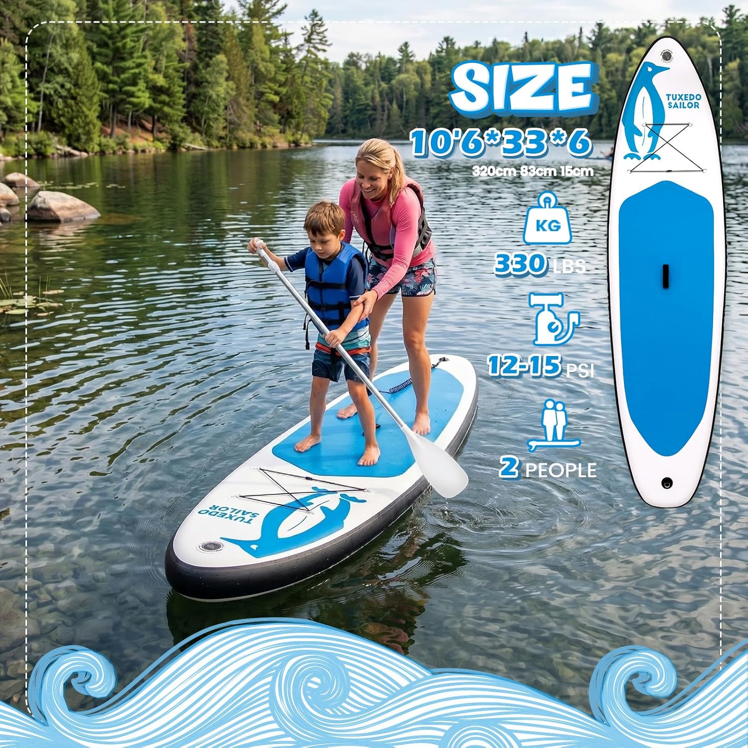 karaca-alisveris Paddle Gonflable Adulte, Planche de Stand Up Paddle Gonflable Sup Paddle Board Gonflable Planche à Pagaie Gonflable avec Accessoires Complets