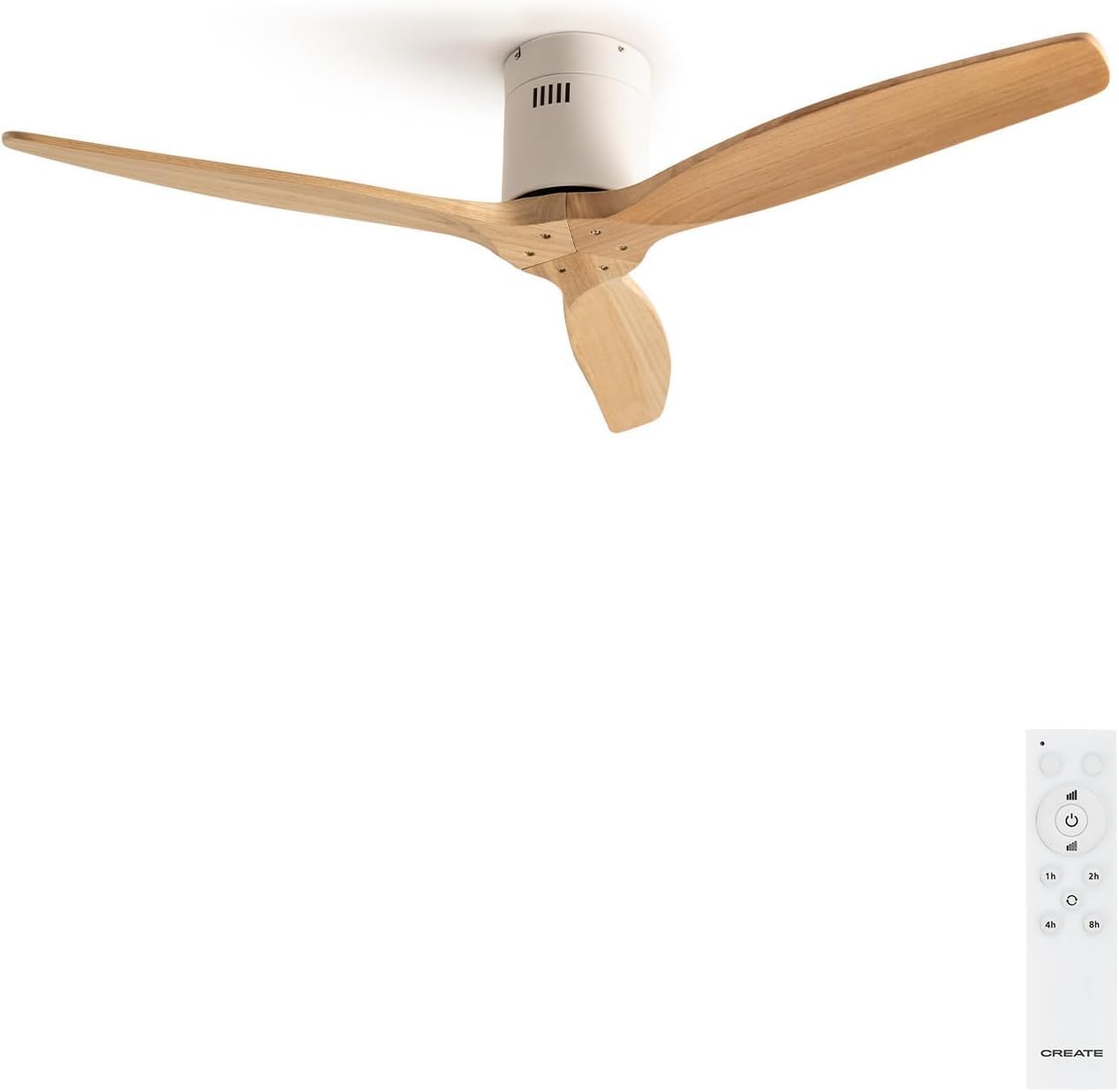 CREATE - Ventilateur plafond WINDCALM M - Ø132cm, 40W, 6 vitesses, silencieux, télécommande, été-hiver, minuterie, blanc