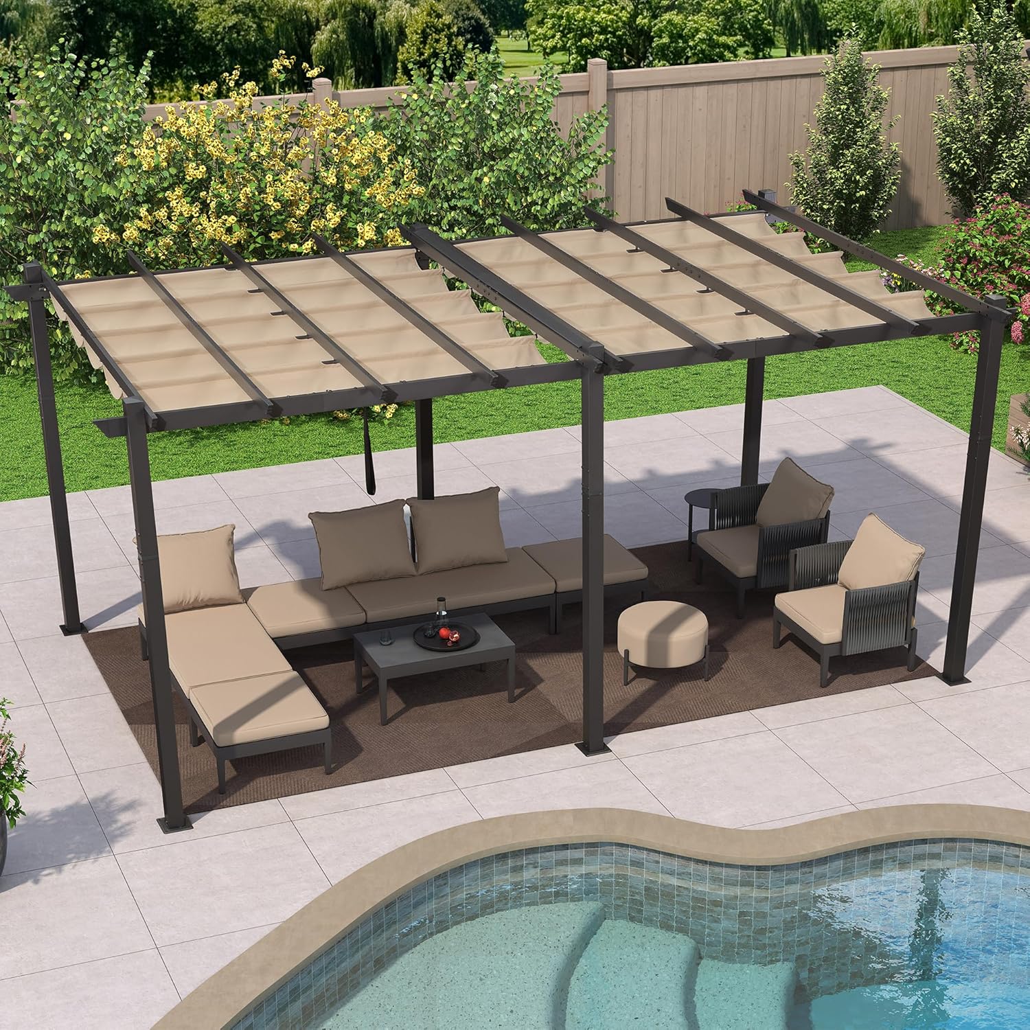 karaca-alisveris - Pergola aluminium 5,5x3m toit coulissant extérieur