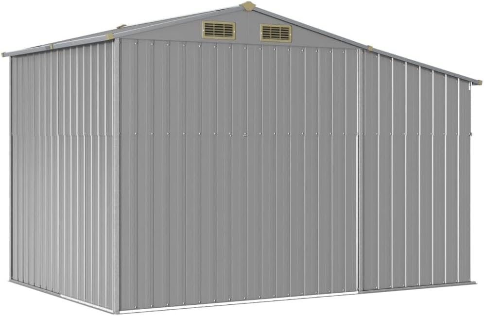 Abri de jardin en acier galvanisé – Durable pour outils et bûches avec toit incliné 277 x 192,5 x 179 cm – Parfait pour le stockage de matériel d'extérieur et de charbon