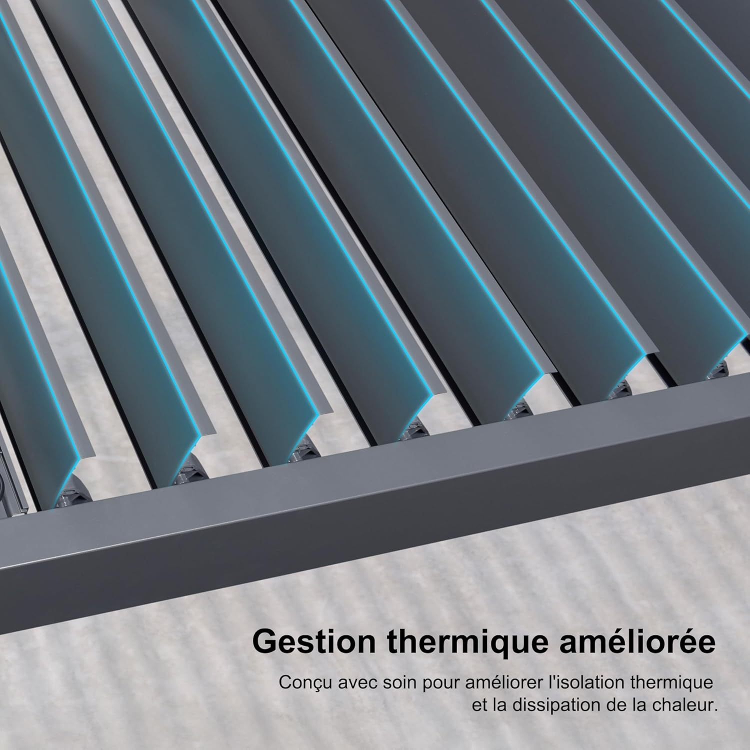 karaca-alisveris - Pergola bioclimatique - 3,5x5,5m - alu, lames LED, étanche