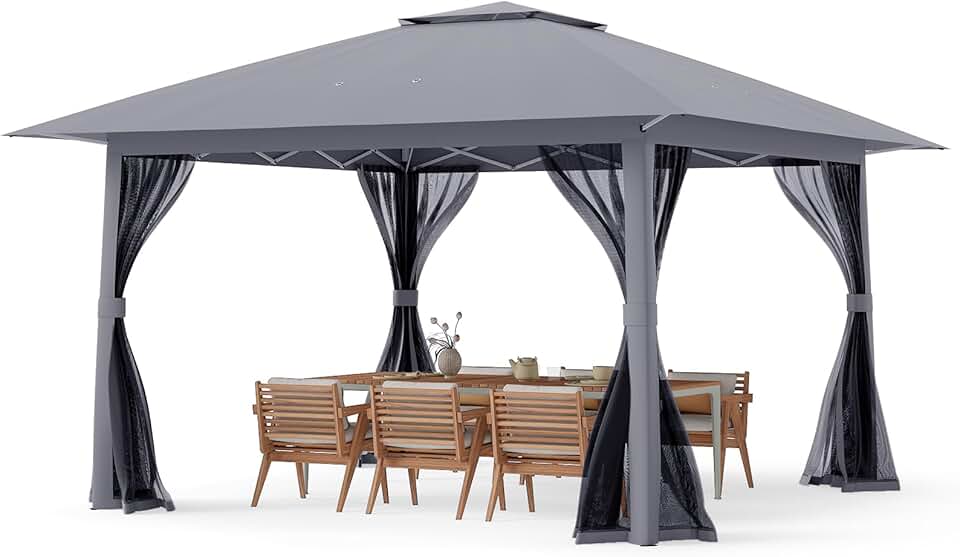 karaca-alisveris - tonnelle pliante série 4x4 m - moustiquaire, tissu anti-UV, cadre métal