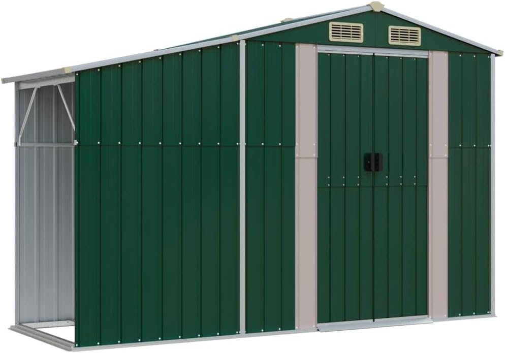 Abri de Jardin en Acier galvanisé, Salles de Stockage de Jardin Extérieures avec Bouches D'aération et Poignées Pratiques pour Ranger Les Outils, Les Ustensile de (277 x 93 x 179 cm)